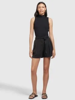 Khujo Shorts Loosefit Bandplooibroek Elida Dames Zwart -Aanbiedingen Khujo Winkel dbc721459c0fcaebdff626bfc9acd7b7