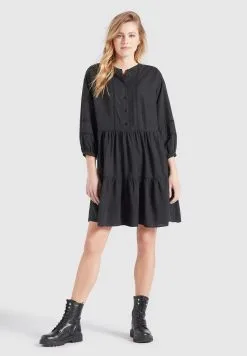 Khujo Blousejurken Blousejurk Crepes Dames Zwart -Aanbiedingen Khujo Winkel eb065f9ee85f03763617ba09afc229a6