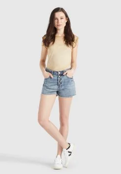 Khujo Denim Shorts Loosefit Jeans Anouk Dames Blauw -Aanbiedingen Khujo Winkel ebca8455a52b035969df915cde0c1da0